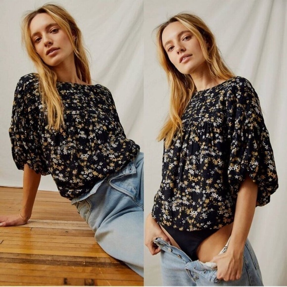 Free People Tops - NWT Intimately Free People Dessa Black Floral Bodysuit